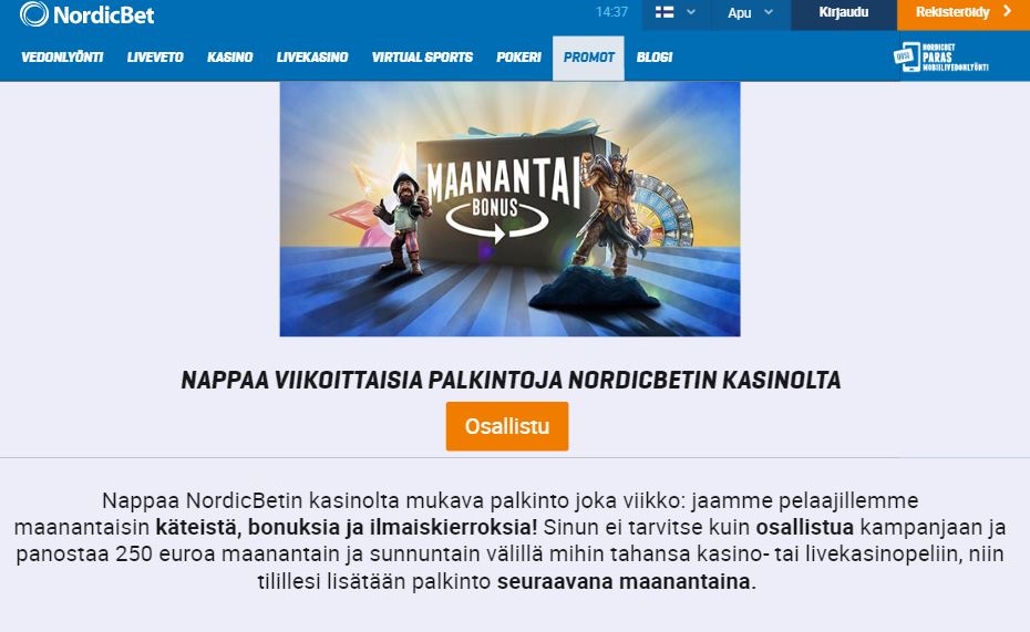 nordicbet viikkobonukset